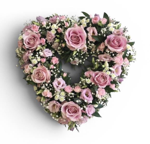 Pink & White Loose Open Heart Funeral Tribute