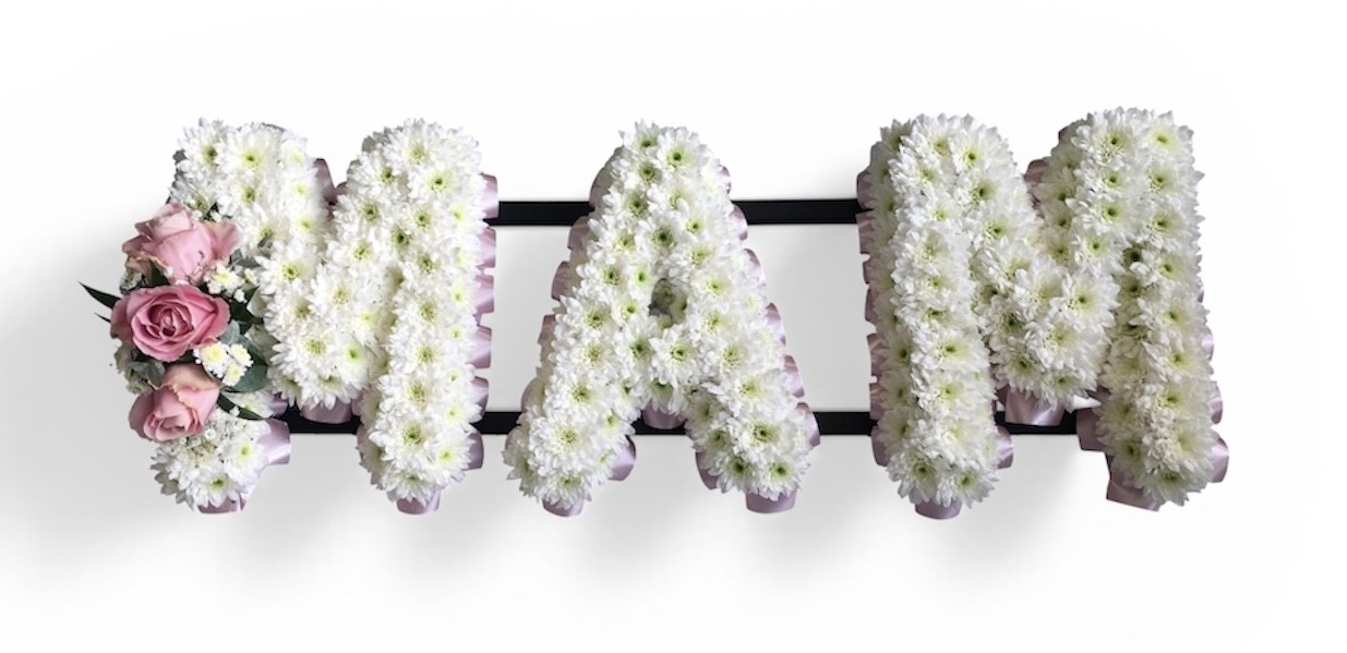 Pink & White Mam Funeral Tribute