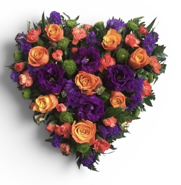 Orange & Purple Loose Heart Funeral Tribute