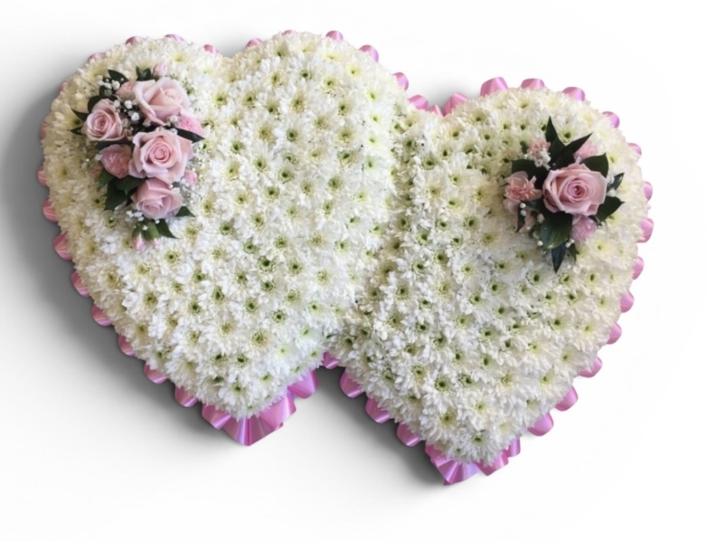 Pinks Double Heart Based Funeral Tribute
