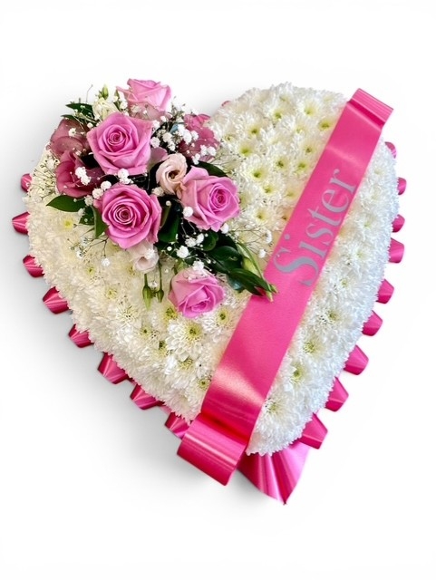 Pink Based Heart Funeral Tribute