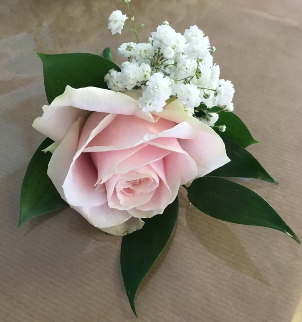 Pink Rose & Gypsophila Buttonhole