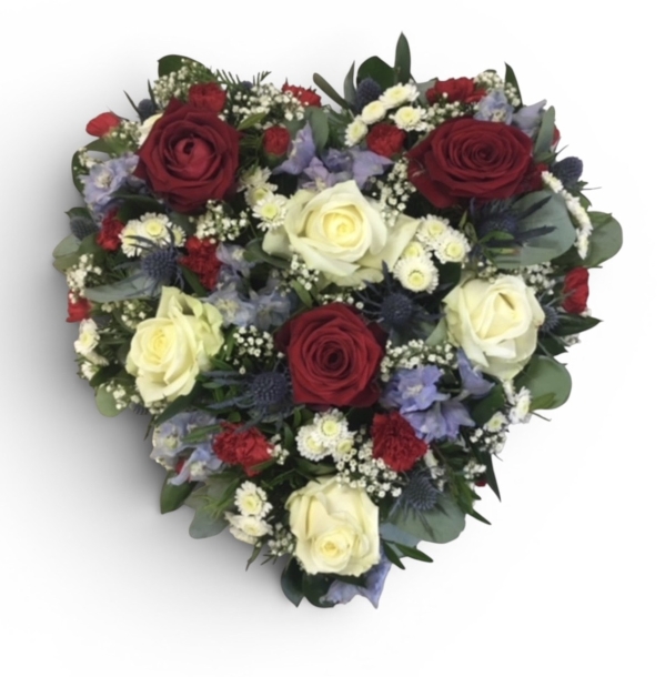 Red, Blue & White Loose Heart Funeral Tribute