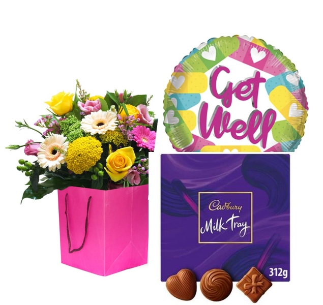 Get Well Soon Gift Package Handtied Bouquet