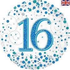 16th Birthday Boy Confetti Helium Balloon