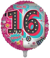 16th Girl Cerise Helium Balloon