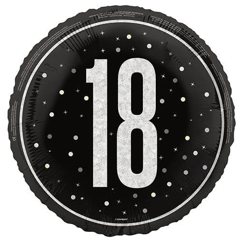 18th Black Glitz Helium Balloon