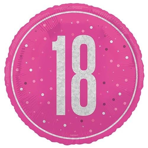18th Cerise Glitz Helium Balloon