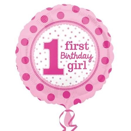 1st Birthday Girl Helium Balloon