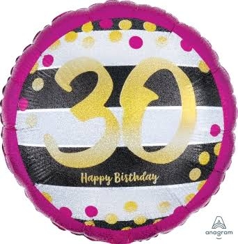 30th Birthday Stripes Pink