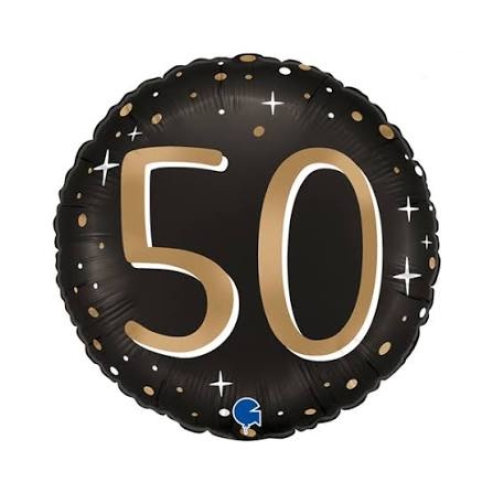 50th Black & Gold Helium Balloon