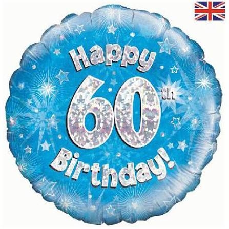 60th Birthday Blue Helium Balloon
