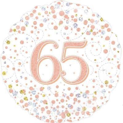 65th Rose Gold Confetti Helium Balloon