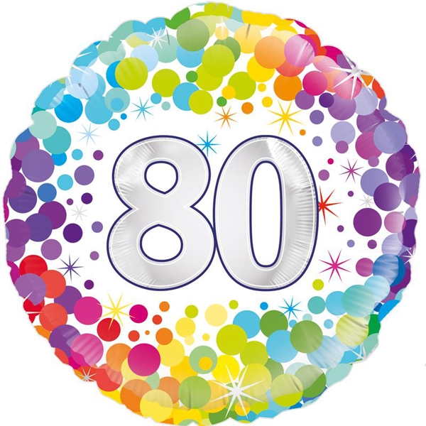 80th Rainbow Spots Helium Balloon