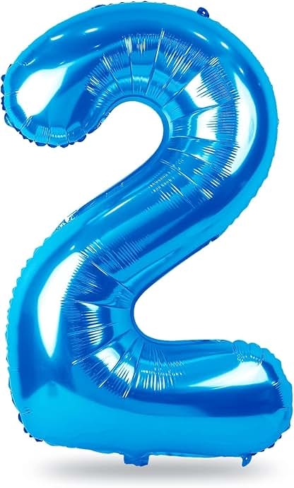 Blue Number 2 Shaped Helium Balloon