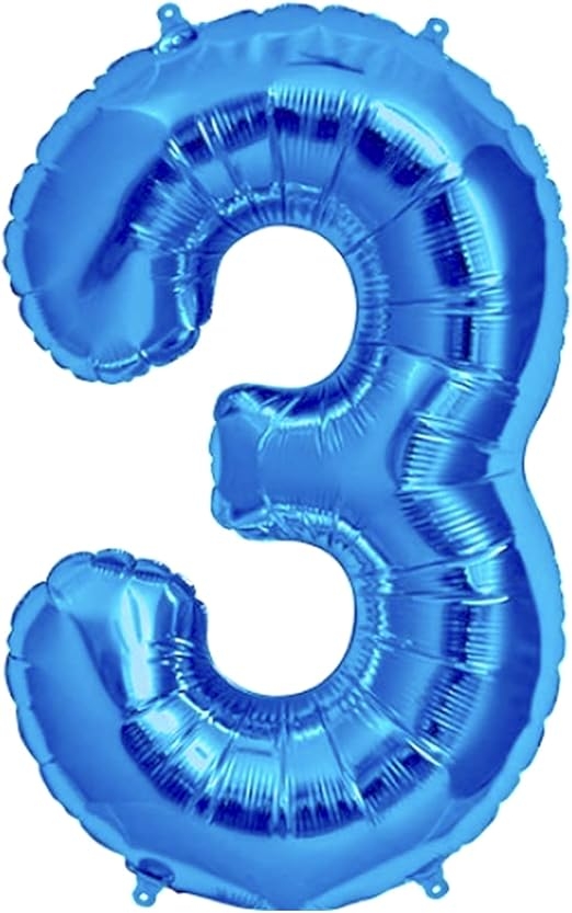 Blue Number 3 Shaped Helium Balloon