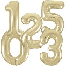 Champagne Gold Number Shaped Helium Balloon