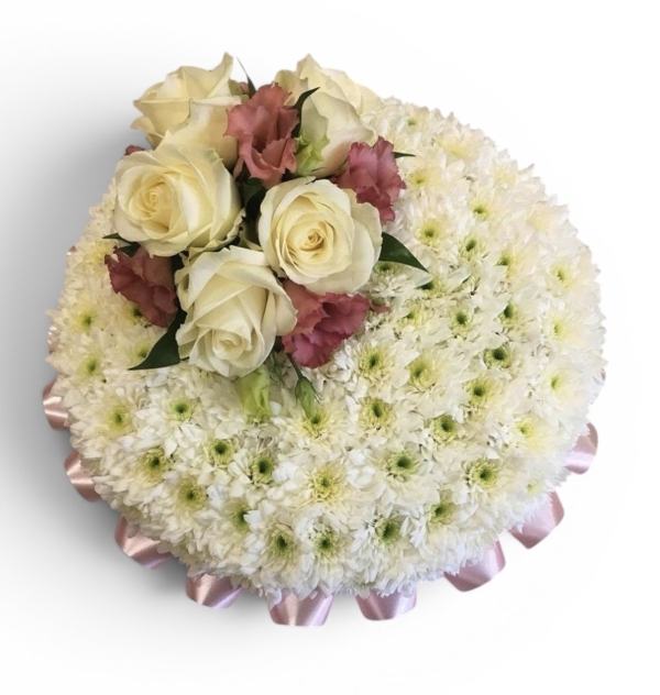 Cream & Pink Posy Pad Funeral Tribute