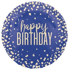Happy Birthday Blue Confetti Helium Balloon