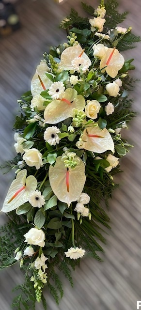 Modern White Coffin Spray