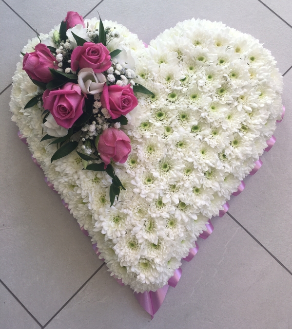 Pink Based Heart Funeral Tribute