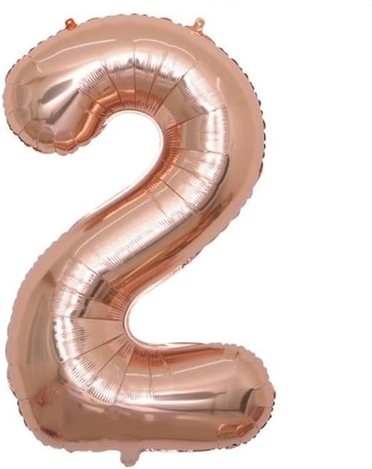 Rose Gold 2 Shaped Number Balloon