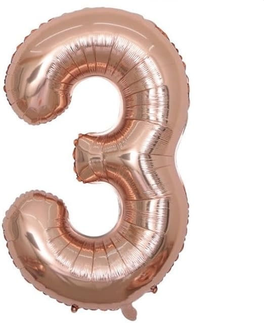 Rose Gold 3 Shaped Number Balloon