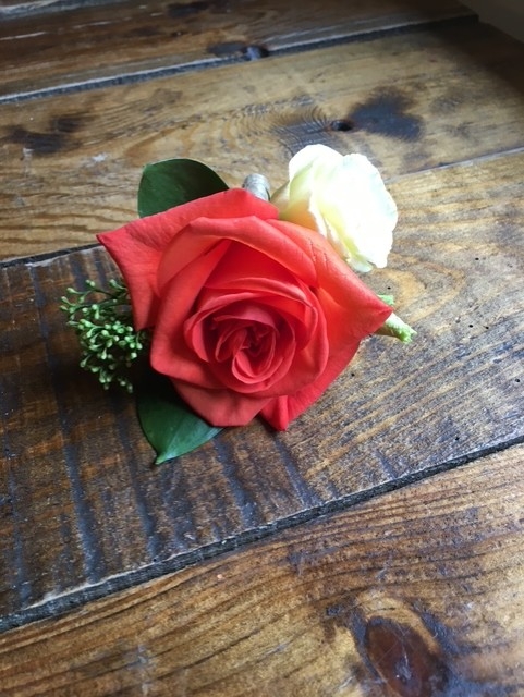 5 x Rustic Orange Rose  Buttonholes