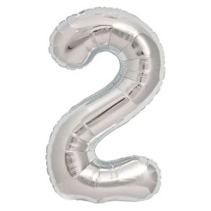 Silver 2 Shaped Number Balloon