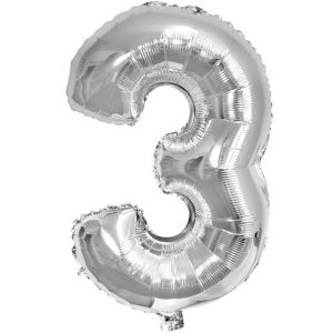 Silver 3 Shaped Number Balloon