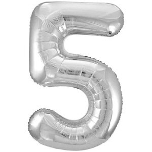 Silver 5 Shaped Number Balloon
