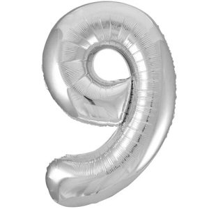 Silver 9 Shaped Number Balloon