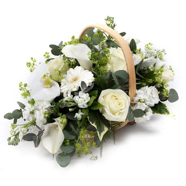 Simple Whites Basket Arrangement