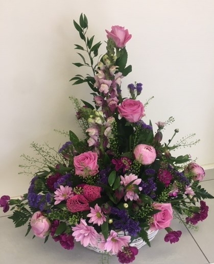 Striking Purple & Pink Basket Arrangement