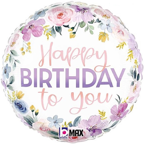 Watercolour Happy Birthday Helium Balloon