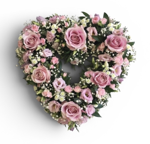 Pink & White Loose Open Heart Funeral Tribute