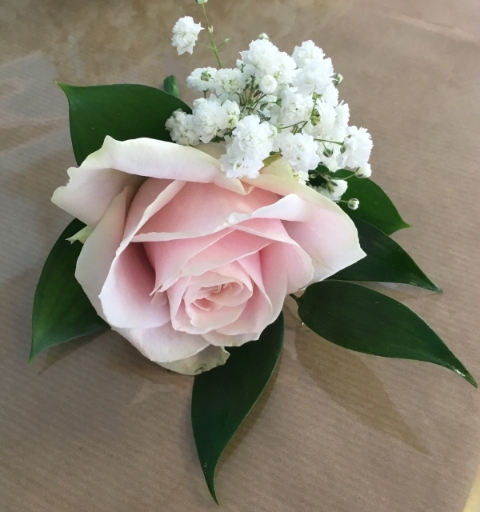 Pink Rose & Gypsophila Buttonhole