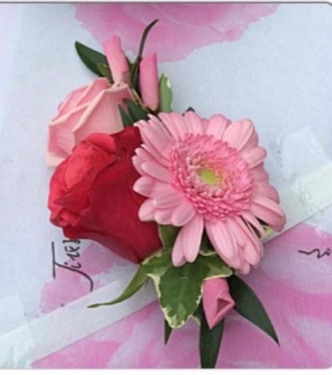 Pink Gerbera & Rose Wristband