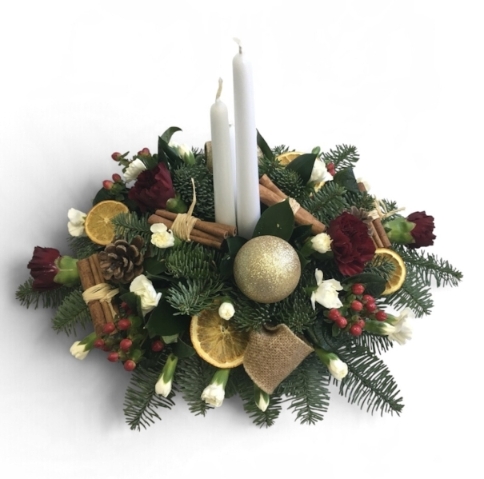 Festive Elongated Table Arrangement