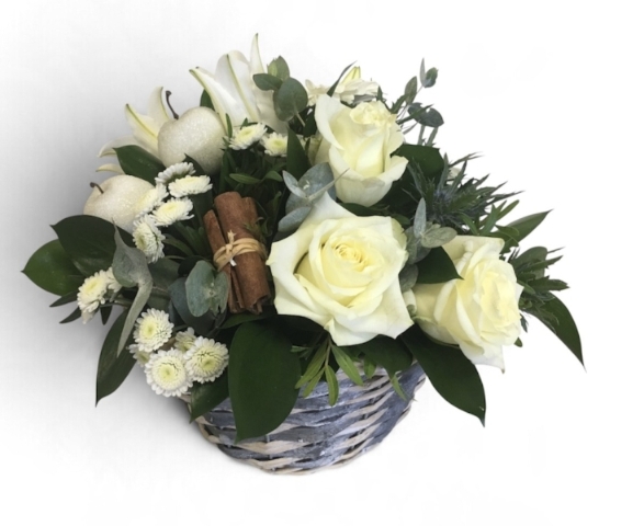 A White Christmas Basket Arrangement