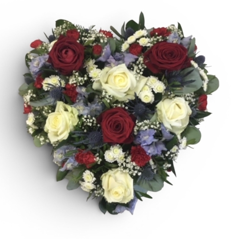Red, Blue & White Loose Heart Funeral Tribute