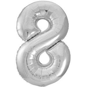 Silver Number Shaped Helium Balloon