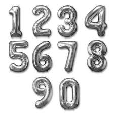 Silver Number Shaped Helium Balloon