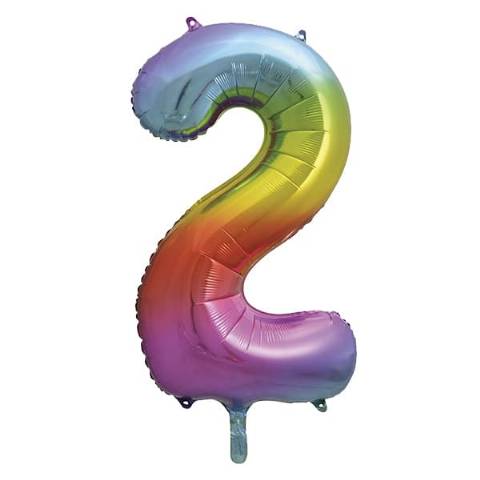 Rainbow Number Shaped Helium Balloons