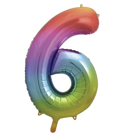 Rainbow Number Shaped Helium Balloons