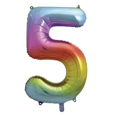 Rainbow Number Shaped Helium Balloons