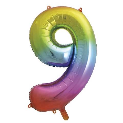 Rainbow Number Shaped Helium Balloons