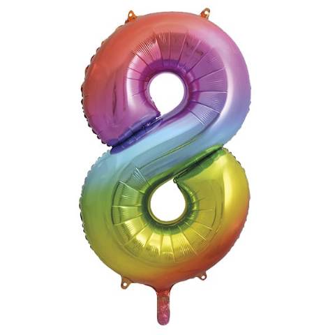 Rainbow Number Shaped Helium Balloons