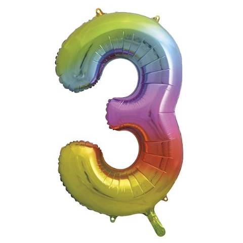 Rainbow Number Shaped Helium Balloons