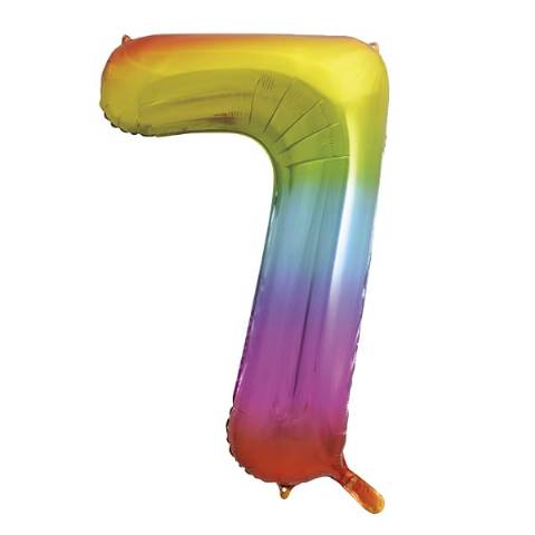 Rainbow Number Shaped Helium Balloons